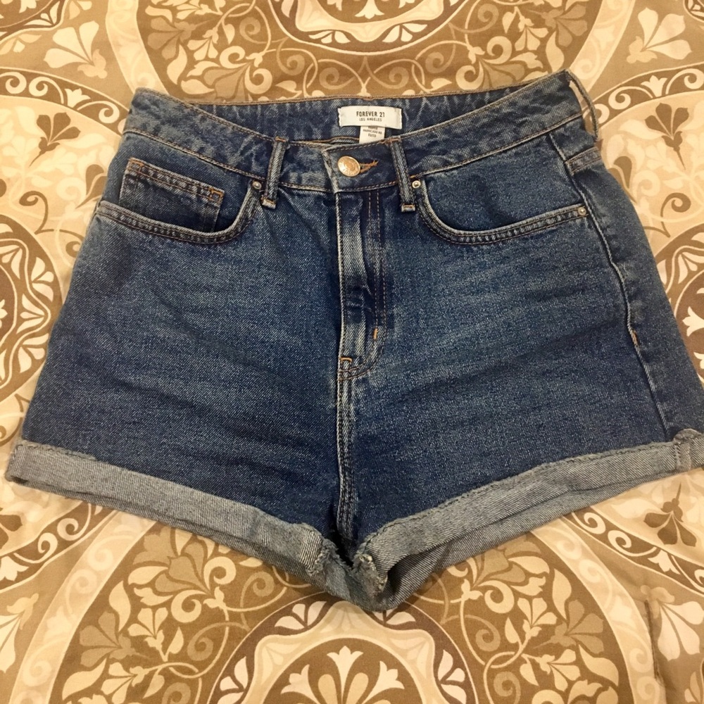 High-waisted jean shorts